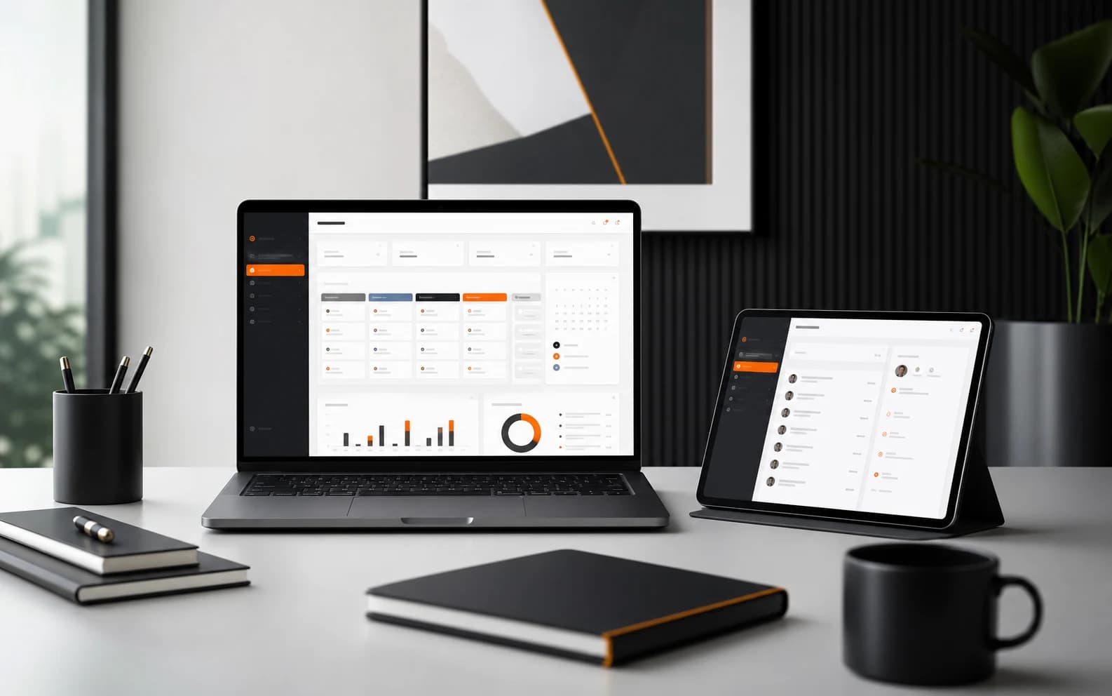 Mockup de página web y CRM para Millany Asociados con dashboard comercial